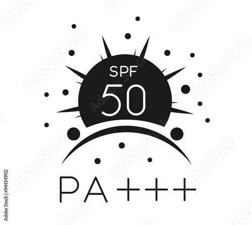 SPF 50 ( Sun Protection Factor ) - measuring UVB protection with PA+++ - Stock Icon photo