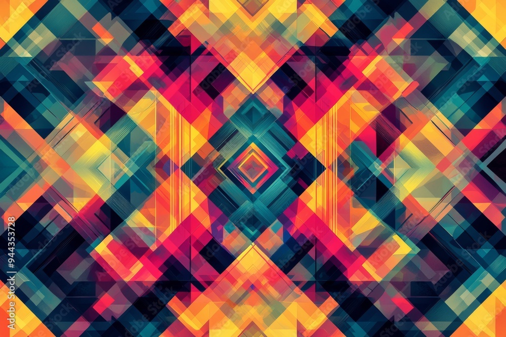 Abstract Geometric Pattern with Vibrant Colors created with Generative AI Abstract Geometric Pattern with Vibrant Colors created with Generative AI