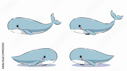 Niedliche Wale in Cartoon-Style