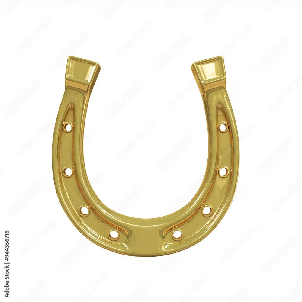 Golden horseshoe moving on the transparent background Golden horseshoe moving on the transparent background