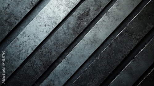  Diagonal metal plates with a textured, weathered surface.