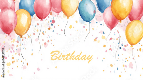 Birthday party vector background design. Happy birthday greeting text with celebration elements like balloons and pennants for celebrating birth day decoration. Generative AI