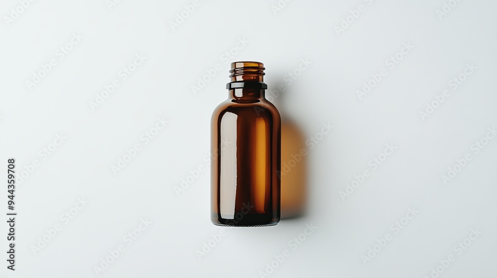 A brown cosmetic bottle shown in isolation against a white background A brown cosmetic bottle shown in isolation against a white background