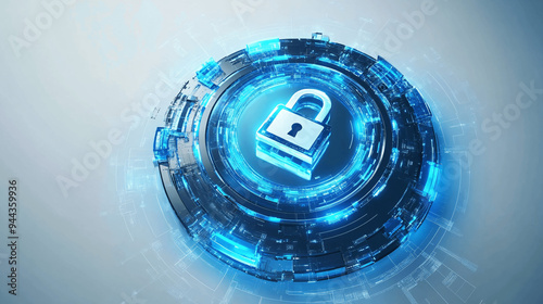 Padlock with Keyhole in data security on Converging point of circuit. Cyber data and information privacy. Future technology security, Network protection, and Modern safety digital Conc, Generative AI.