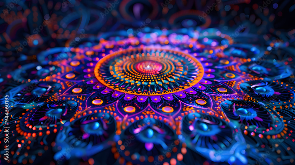 A colorful, abstract design with a blue center and orange and yellow accents. A colorful, abstract design with a blue center and orange and yellow accents.