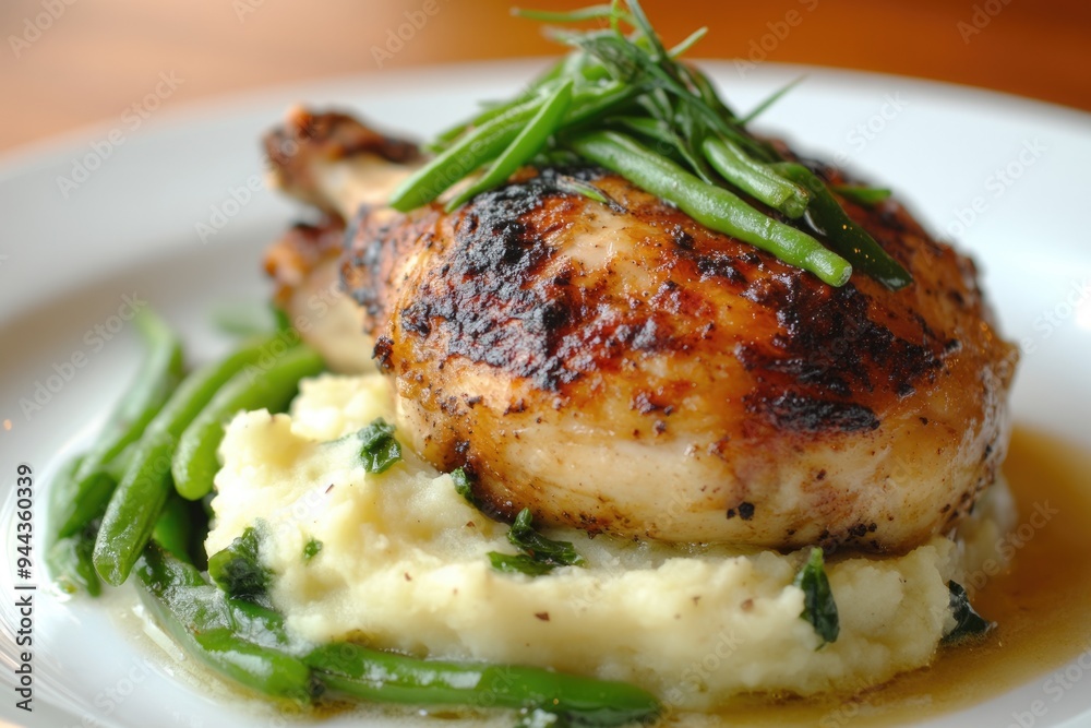 Food Roast: Chicken with Crispy Skin, Potatoes, Green Beans, and Creamy Spinach Food Roast: Chicken with Crispy Skin, Potatoes, Green Beans, and Creamy Spinach
