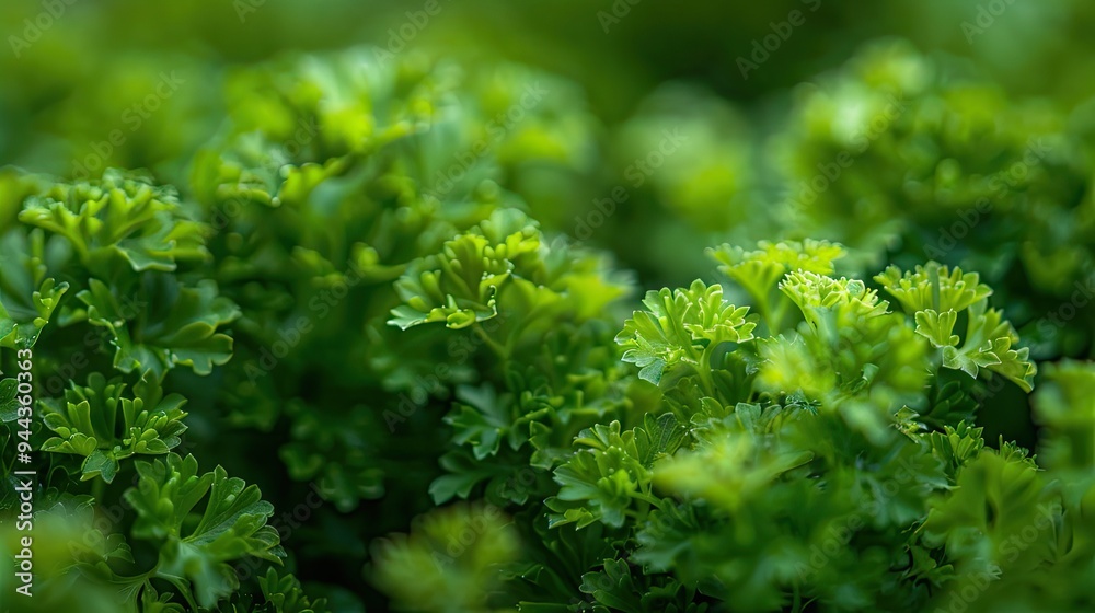 Parsley or cilantro grows in the bed. Garden greens have a fresh and appetizing appearance. Spicy herbs in the vegetable garden. Illustration for banner, poster, cover, brochure or presentation. Parsley or cilantro grows in the bed. Garden greens have a fresh and appetizing appearance. Spicy herbs in the vegetable garden. Illustration for banner, poster, cover, brochure or presentation.