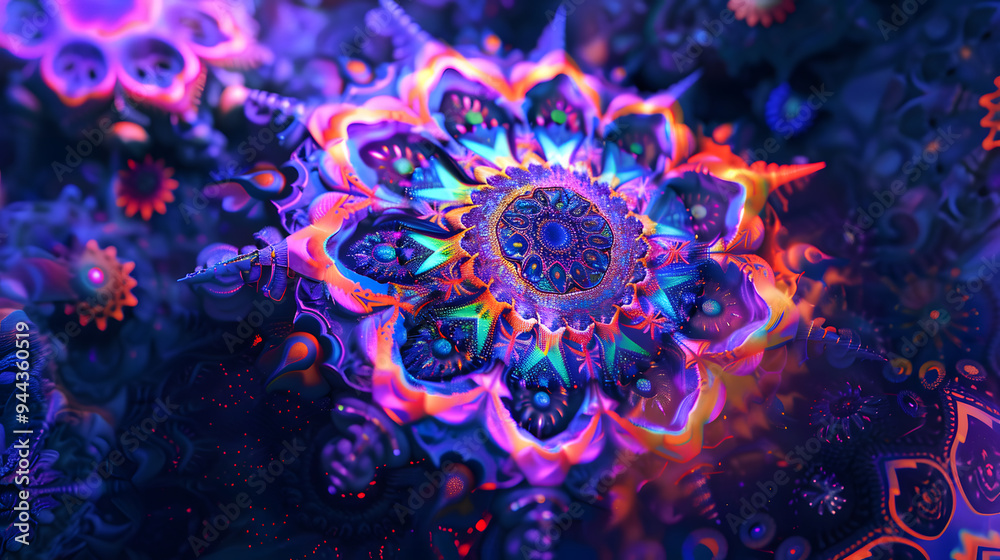 A colorful flower with a blue center. A colorful flower with a blue center.