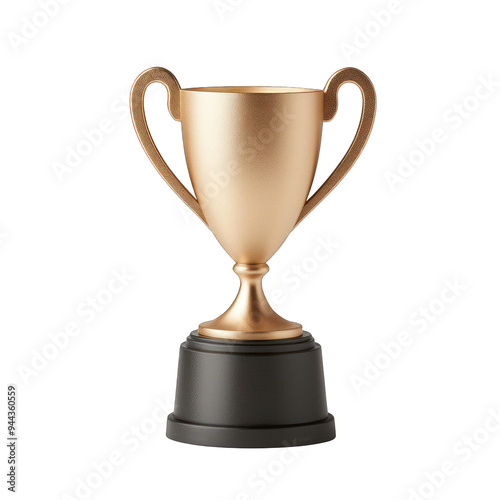 Elegant gold trophy symbolizing achievement and success, perfect for awards, competitions, or recognition events. transparent background