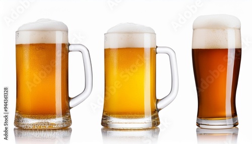 beer glasses on transparent photo