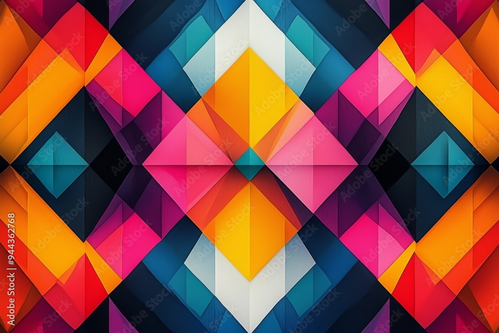 Abstract Geometric Pattern with Vibrant Colors created with Generative AI Abstract Geometric Pattern with Vibrant Colors created with Generative AI