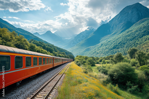 Scenic view of a railway in the mountains covered bt trees