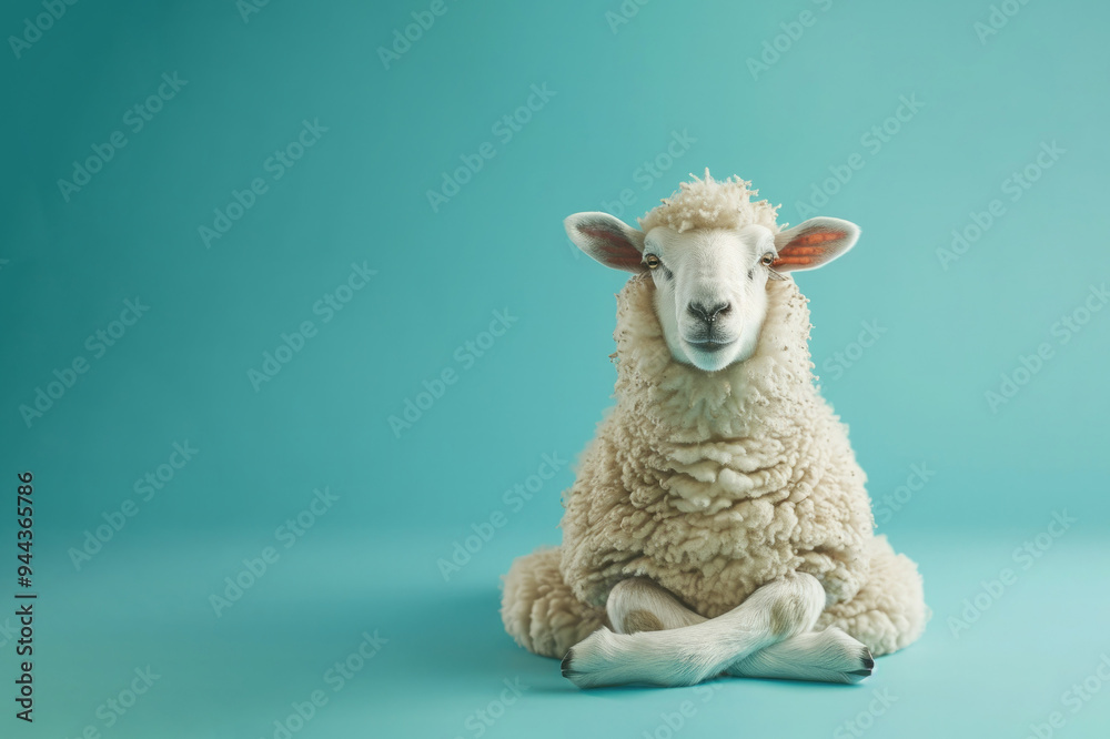 Obraz premium Sheep doing yoga. AI generative art 