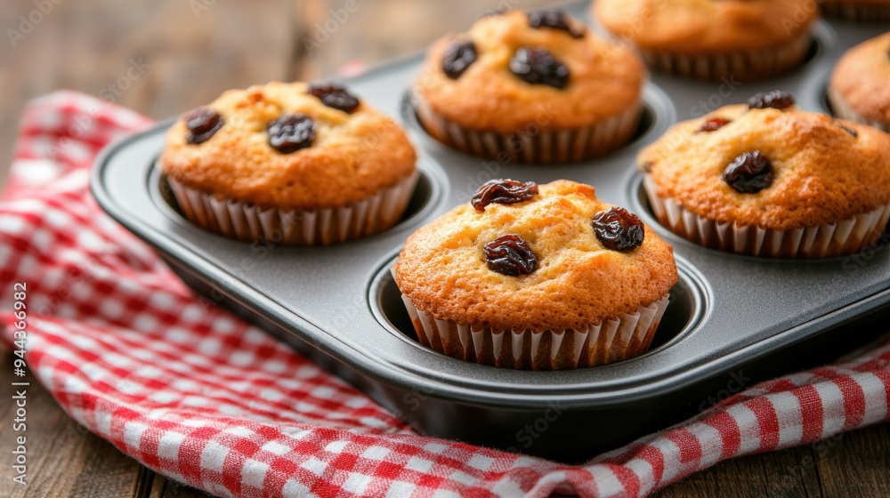 Homemade Raisin cupcake closeup view Homemade Raisin cupcake closeup view