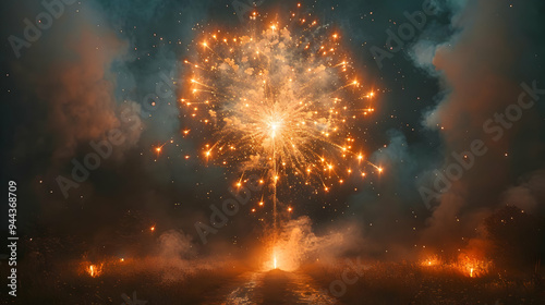 Wallpaper Mural Fireworks Display in Night Sky - Illustration Torontodigital.ca