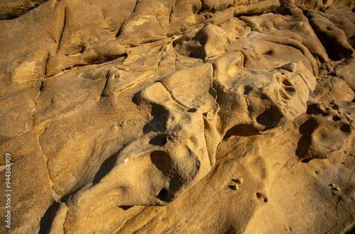 Fototapeta Naklejka Na Ścianę i Meble -  Macro view of natural texture of stone beach in Croatia, Adriatic Sea
