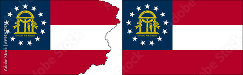 Georgia state flags vector. Standard flag and with torn edges
