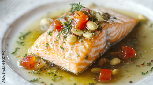 Sea Grapes, Salmon, Seafood Sauce with Almonds photo