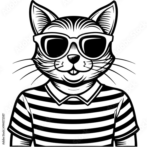 black cat with sunglasses