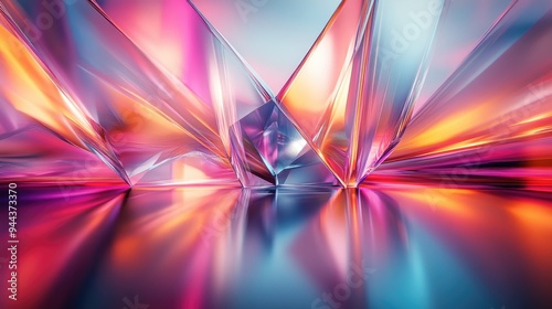 Vibrant Abstract Crystal Reflections with Colorful Light Effects