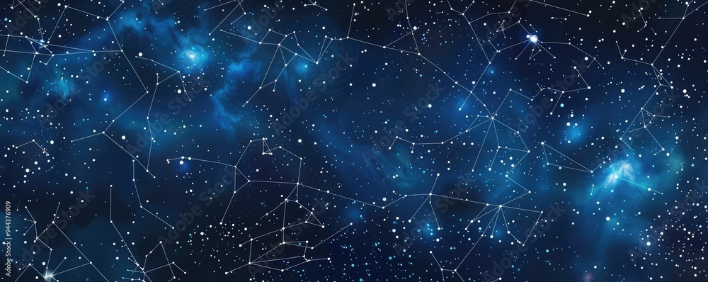 Night sky filled with stars and constellations depiction Night sky filled with stars and constellations depiction
