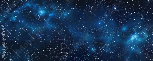 Night sky filled with stars and constellations depiction