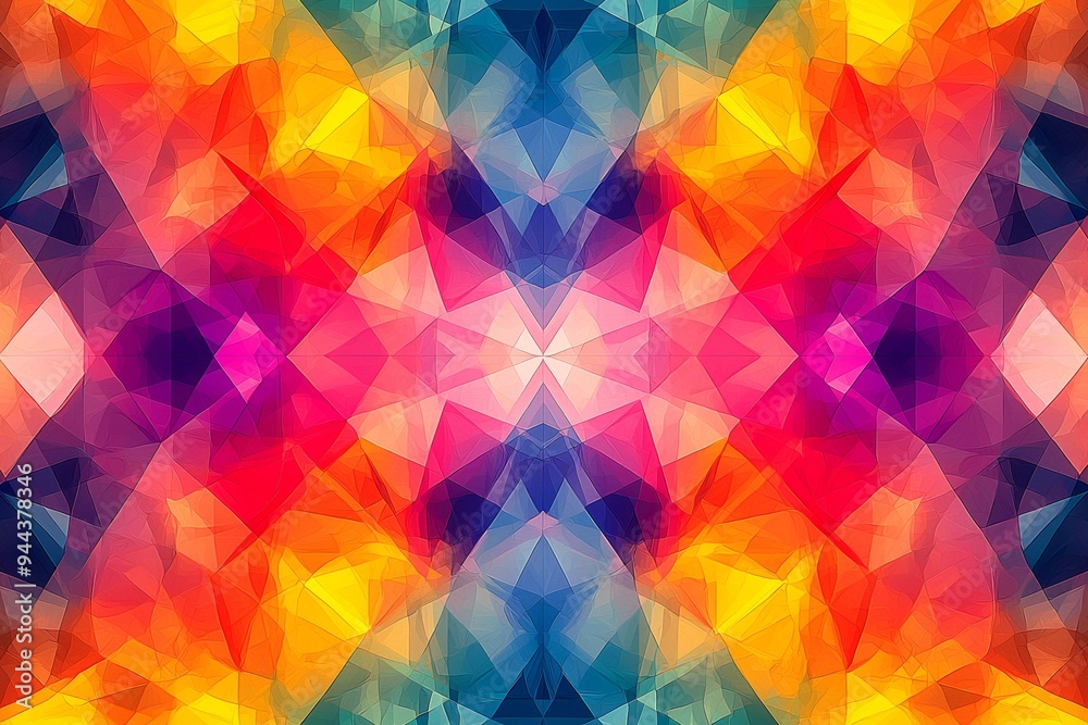 Abstract Geometric Pattern with Vibrant Colors created with Generative AI Abstract Geometric Pattern with Vibrant Colors created with Generative AI