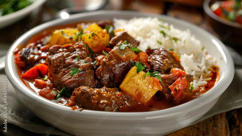 The national cuisine of Cuba. Cuban beef stew Ropa Vieja The national cuisine of Cuba. Cuban beef stew Ropa Vieja