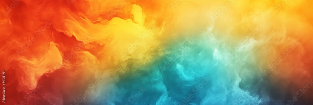 A swirling mix of orange, yellow, and turquoise creates an energetic and lively cloud-like texture that captivates the viewer A swirling mix of orange, yellow, and turquoise creates an energetic and lively cloud-like texture that captivates the viewer