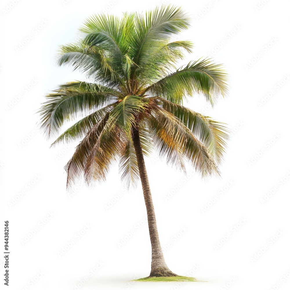 Vector illustration of coconut tree with leaf closeup view Vector illustration of coconut tree with leaf closeup view