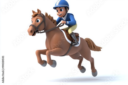 Equestrian sports showcase the excitement and athleticism of 3D rendered images of horses and riders in mid-jump