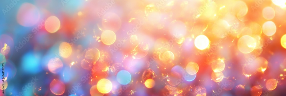 Bright and colorful bokeh lights shimmer in an abstract backdrop, enhancing a festive and joyful ambiance in the evening Bright and colorful bokeh lights shimmer in an abstract backdrop, enhancing a festive and joyful ambiance in the evening