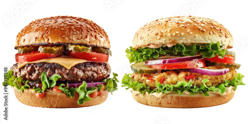 Zinger burger isolated on transparent background,