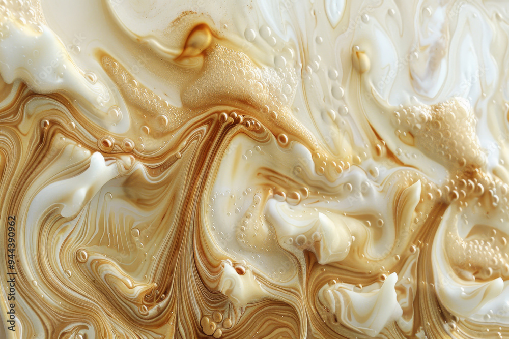 Φωτογραφία A swirl of yellow and white paint, with a lot of bubbles and foam