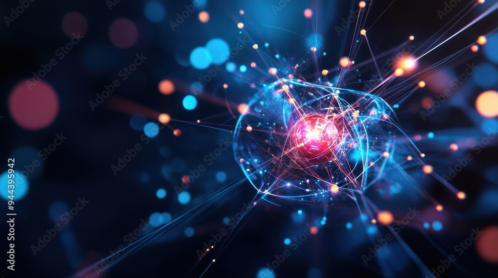 Quantum Computing Future: Hyper-Realistic Visualization of Subatomic Particles and Quantum Elements in Advanced Technology Background Quantum Computing Future: Hyper-Realistic Visualization of Subatomic Particles and Quantum Elements in Advanced Technology Background