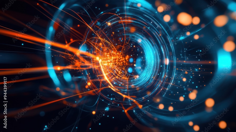 Quantum Particles Visualization: Dynamic Tech Background for Quantum Computing Concept Quantum Particles Visualization: Dynamic Tech Background for Quantum Computing Concept