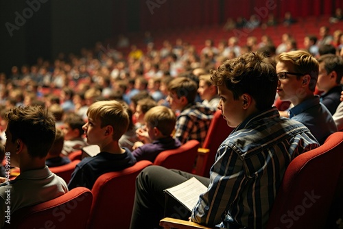 Group of friends enjoying live show at the theater