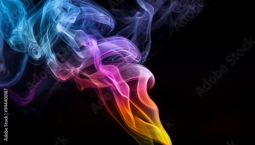 colorful smoke close up on a black background photo