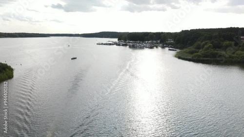 Fly over the a green and scenic nature area called Jabelscher See which is located at the Mecklenburg Vorpommern Lake area as the known former East Germany region photo