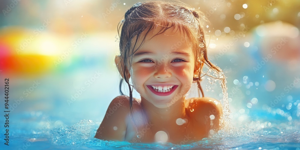 Energetic Girl Diving into Refreshing Pool Energetic Girl Diving into Refreshing Pool