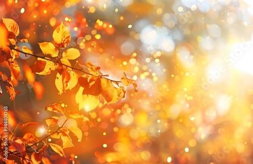 autumn natural bokeh with sun for background or backdrop