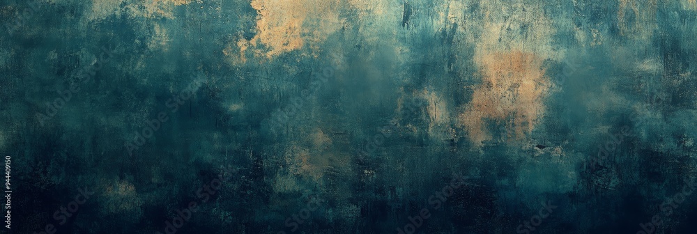 Obraz premium This abstract artwork blends deep blue and golden hues, creating a tranquil atmosphere that invites calm reflection