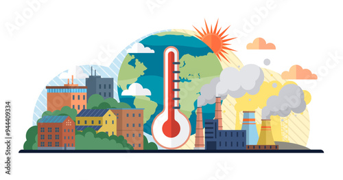 Hot weather vector illustration. Ambience metamorphoses with ascending mercury, crafting vista painted in hues hot weather The hot weather metaphor is saga spun by sun, narrative whispered