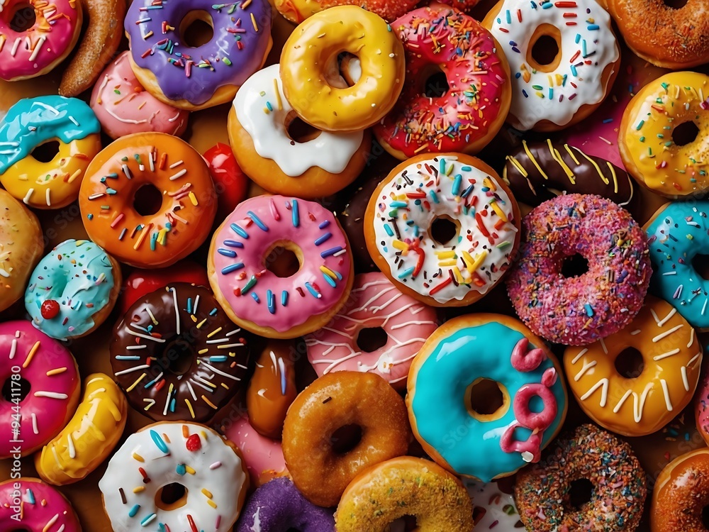 Colorful donut background in cartoon style Colorful donut background in cartoon style