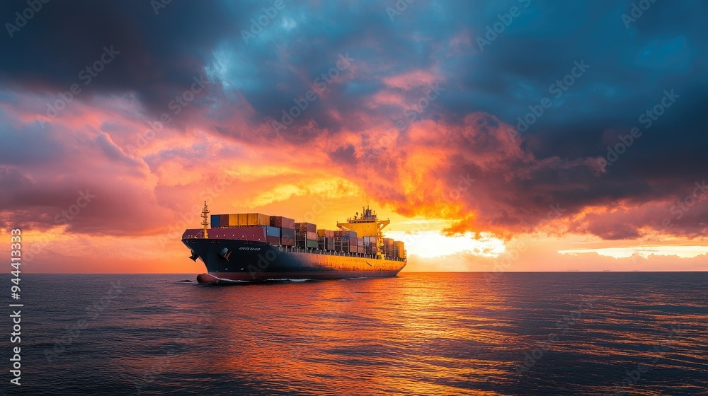 Maritime Transportation: Cargo Ship at Sea Maritime Transportation: Cargo Ship at Sea