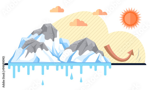 Hot weather vector illustration. Hot weather, everlasting caress, transcends confines seasons, imprinting its mark on climate tableau Ambience metamorphoses with ascending mercury, crafting vista