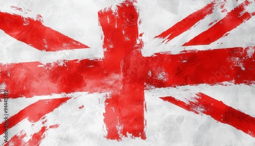 Texturized representation of the English flag featuring a weathered, artistic red and white design against a muted background