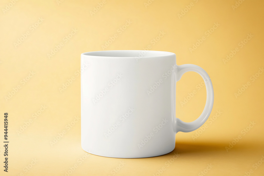 a white mug mockup on a light yellow background a white mug mockup on a light yellow background