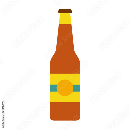 Vector Beer Bottle Illustration Simple Beverage Design for Bar Menus Brewery Branding Marketing