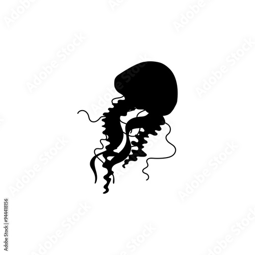 Black silhouette of jellyfish vector illustration